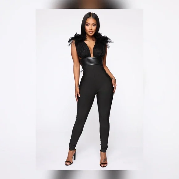 BRAND NEW/ Tulle Top Bandage Jumpsuit - Picture 6 of 7